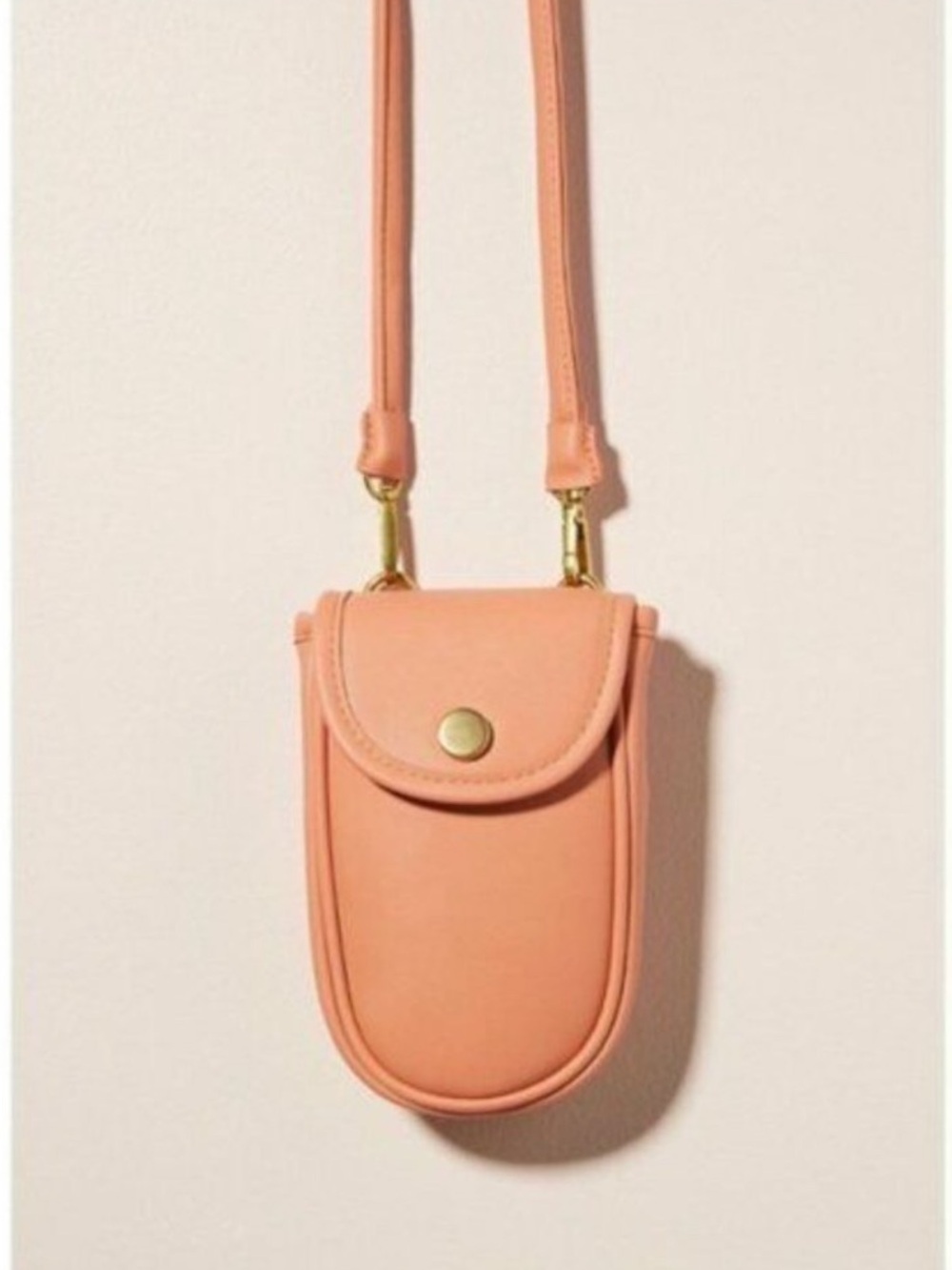 Anthropologie Cleo Crossbody Strap Peach Orange Phone Case Holder Mini Purse Bag